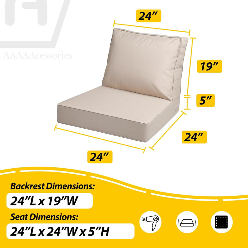 Coussins de siège extérieurs profonds avec coussin double