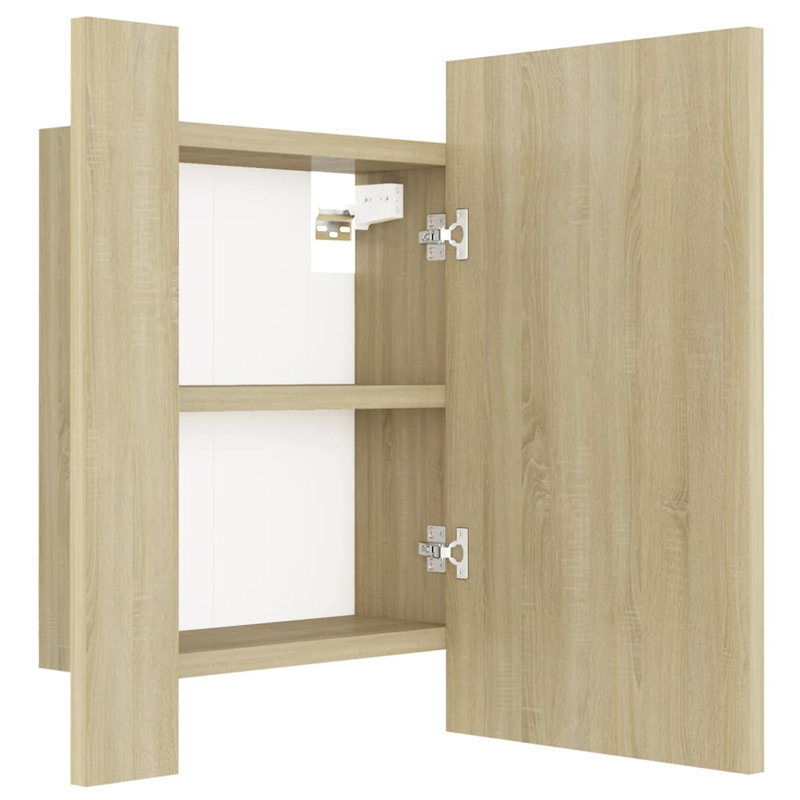 Engineered Wood Flat Wall Mirror, Oak, 14.6" x 35.4"
