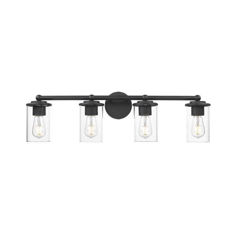 Éclairage pour meuble-lavabo à 4 lumières Cheetham, Noir mat