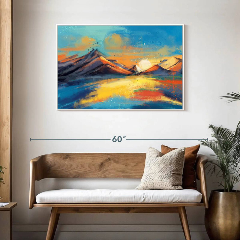 Coucher de soleil, paysage de Quenby, Cadre flottant blanc, 43 po x 29 po
