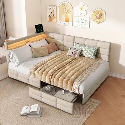 Upholstered Daybed with Drawer Storage