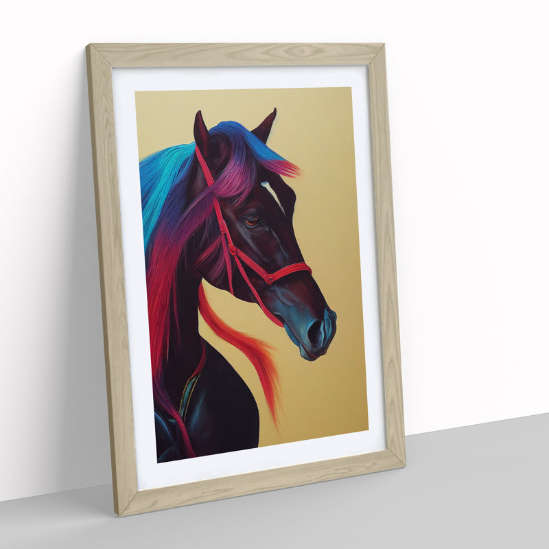 Bright Horse - Single Picture Frame Print, 64cm H x 46cm W x 2cm D, Oak