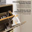 Armoire à chaussures Mid-Century avec panneaux géométriques et poignées dorées