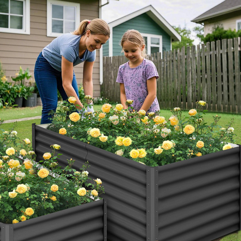 Galvanized Steel Raised Garden Bed Kit – Heavy-Duty 6x3x2FT Rectangular Outdoor Planter Box for Vegetables, Flowers, Herbs (Gray, 2-Pack)