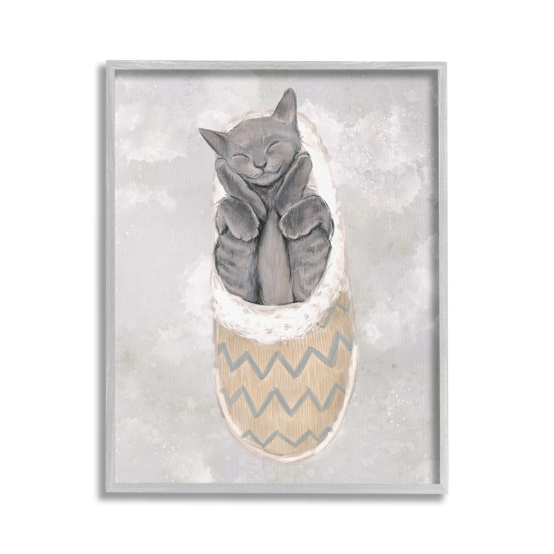 Chaton gris endormi, estampe numérique encadrée par Ziwei Li, Estampe numérique Farmhouse, H 20 po x l 16 po