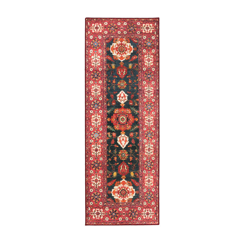 Ramage Indigo Performance Flatweave Washable Oriental Indoor / Outdoor Rug, Runner 2'6" x 7'
