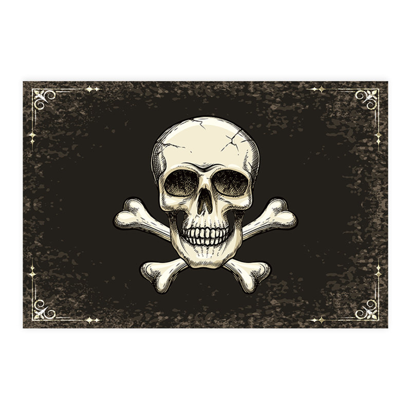 Halloween Placemats, Skull And Crossbones Disposable Cardstock Paper Table Mats For Dining, 8-Pk