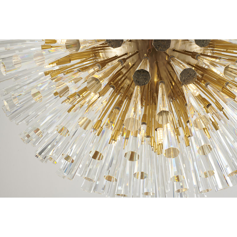 Lustre en cristal Spoutnik transitionnel 30 lumières, Laiton