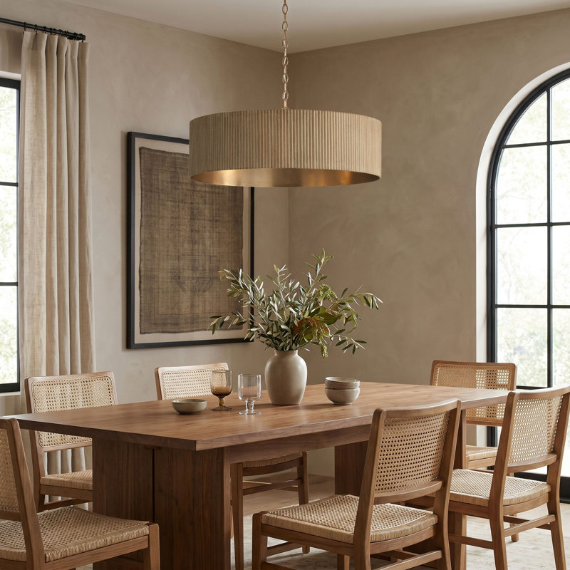 Donovan 4 - Light Dimmable Drum Chandelier, White Wash