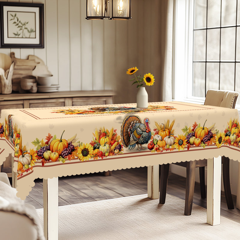 Autumn-Winter Tablecloth 140x180cm Rectangular Autumn-Winter Holiday Patterns Party Picnic Dinner Party Decorative Table Cover
