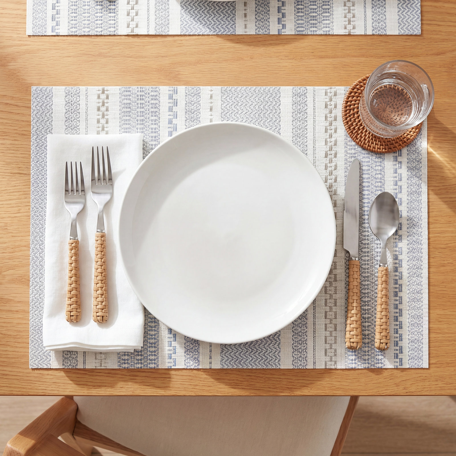 over&back Reversible Woven Placemats, Blue