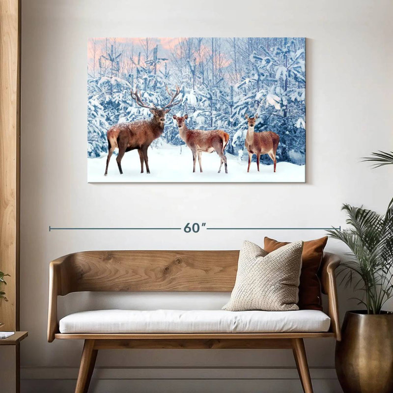 Brampt Deer In Winter, 30" H x 45" W