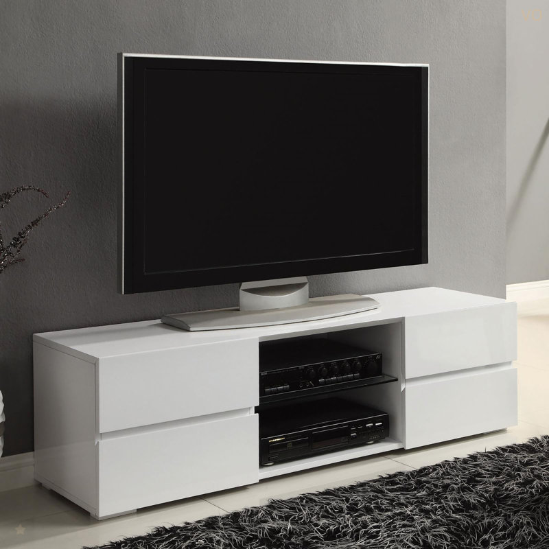Console à 4 tiroirs blanc brillant