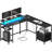 Kymberlyn 54" Reversible L Shaped Computer Desk with Power Outlets, LED Lights, Storage Shelves & File Cabinet-1919840833