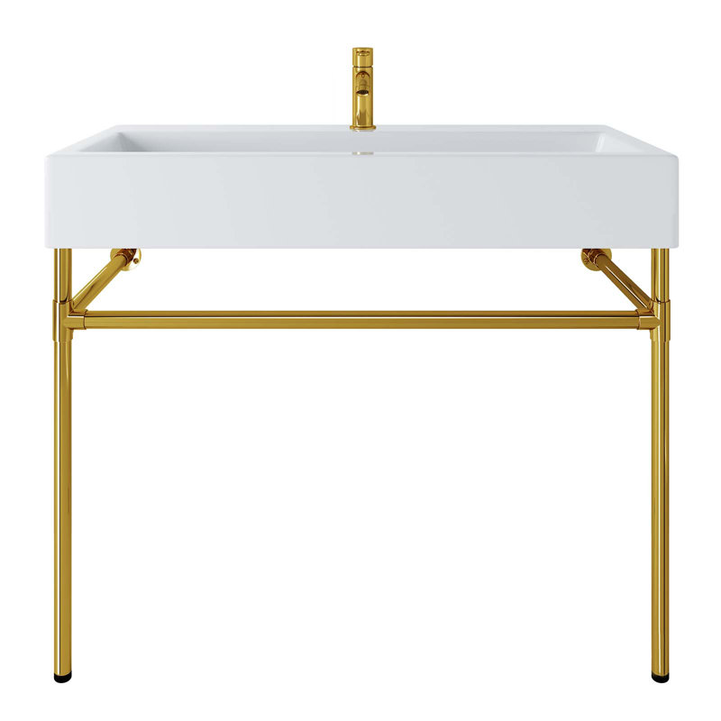 Modway Redeem Acrylic Wall-Mount Bathroom Vanity, Gold