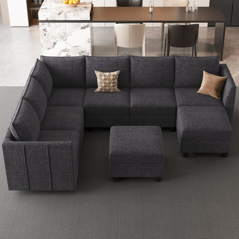 Canapé modulaire convertible avec canapé détachable Aurora, Chenille noir