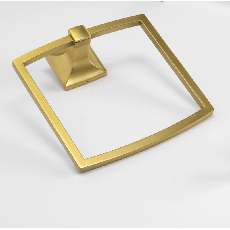 Studio Collection Towel Ring - 7-3/8" x 6-1/2 " Brushed Golden Brass - Transitional Bathroom Accessory, Brushed Golden Brass