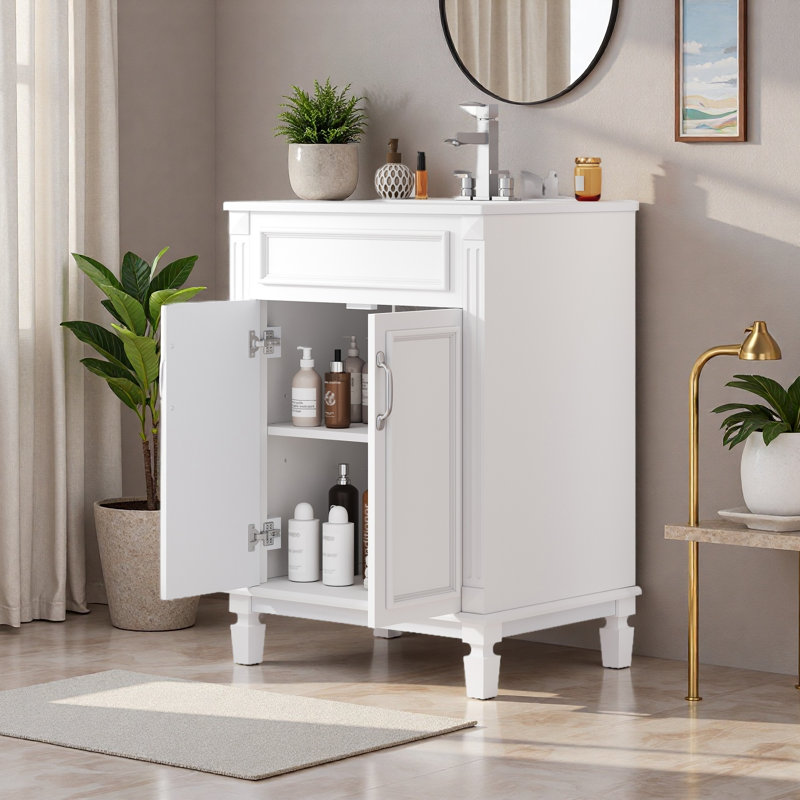 Meuble-lavabo 24 po avec lavabo supérieur, Blanc