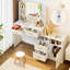Meuble-lavabo blanc 62 po avec miroir à DEL 22 po et prise de courant, 4 tiroirs avec 3 modes d'éclairage pour la chambre à coucher