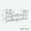 Banc de rangement avec coussin, compartiments, tiroirs et tablettes ouvertes-1821544526