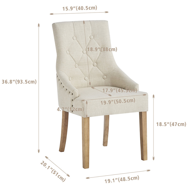 18.5cm H Upholstered Armchair, Beige, Natural