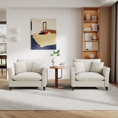 Fauteuil d'appoint surdimensionné de 47 po de large avec siège profond et coussin de taille (ensemble de 2)
