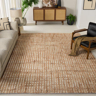 Ellport Hand-Loomed Striped Jute and Cotton Area Rug