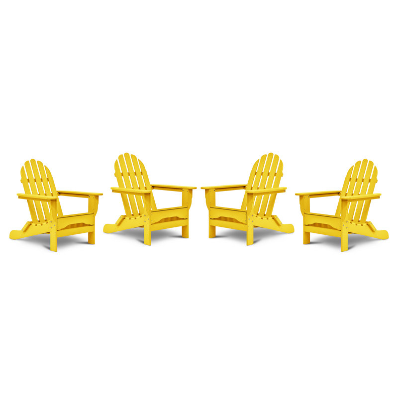 Chaise Adirondack d'extérieur en bois Hartington, Jaune citron