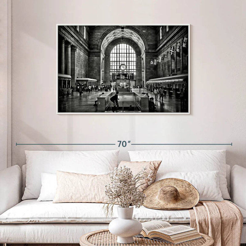 Toronto Union Station 3:23PM, Floating Frame White, 43" X 29"