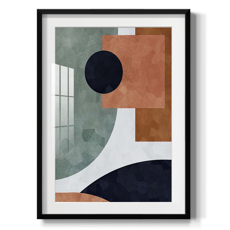 «Abstract Of Shapes II», reproduction encadrée, Papier avec cadre noir, Blanc