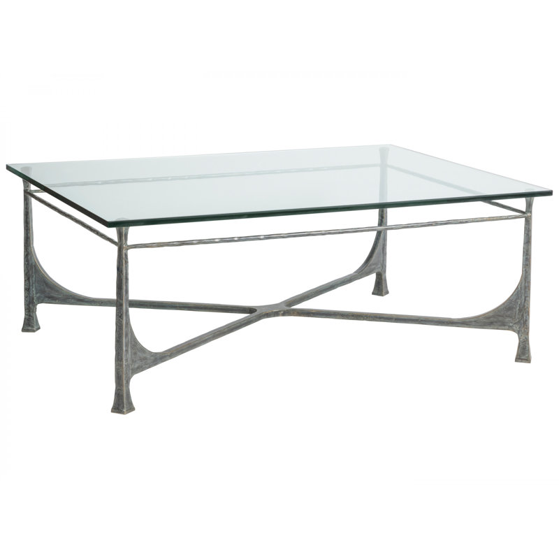 Bruno Rectangular Glass and Metal Coffee Table