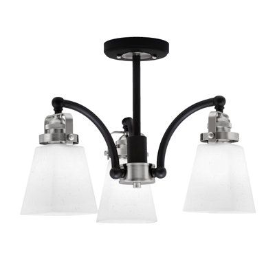 Easton 3 Light Semi-Flush With 4.5" Square Muslin Glass