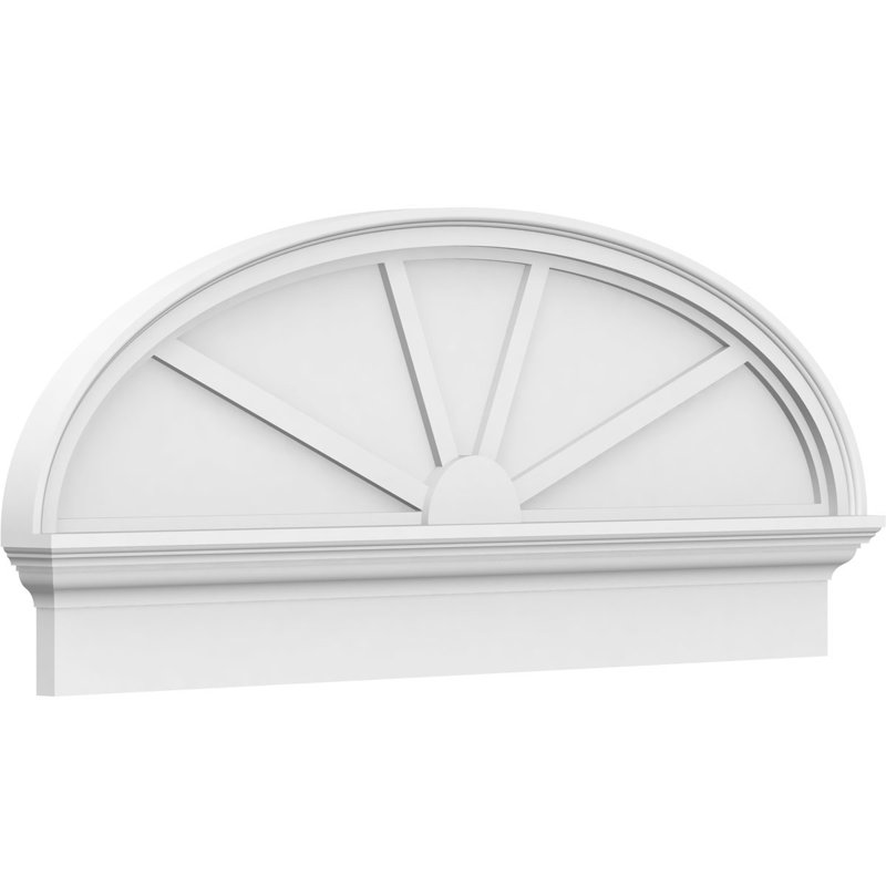 Elliptical 4 Spoke Architectural Grade PVC Combination Pediment, 27-7/8" H  x 84" W  x  2-3/4" D