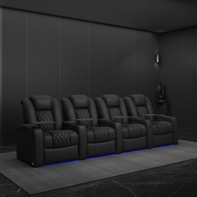 Power Zero Gravity Top Grain Leather Home Theater Recliner Seating