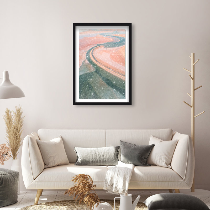 Peach Sand Framed Graphic Art, 25.5"H x 17.5"W, Black Shadowbox