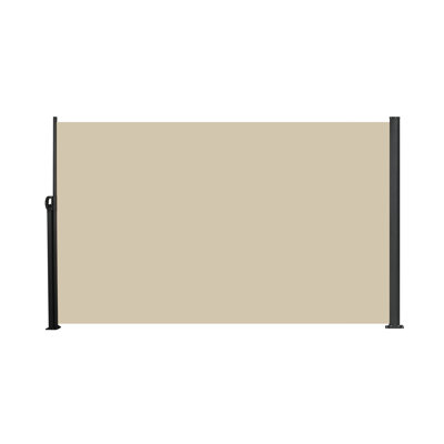 138" X 71" Side Awning, Beige, Manual Retractable, Waterproof, Ideal For Porch - Material, Rust Metal Retractable Gray, Protection, Privacy Screen Indoor And Outdoor , Rust- Structure