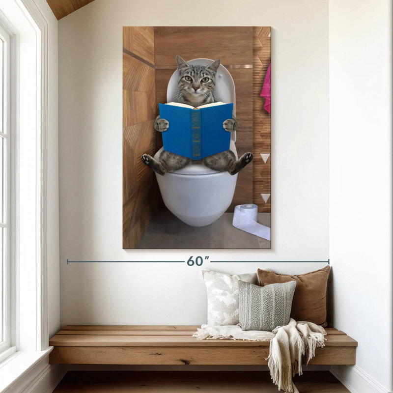 Ketti Tabby Cat Toilet Time, 51" H x 34" W