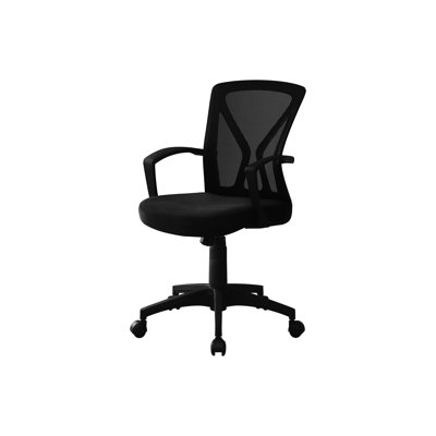 Chaise de bureau moderne et ergonomique, hauteur réglable et mécanisme d'inclinaison, métal maillé noir, siège de bureau à dossier moyen à fatigue réduite, siège confortable, avec