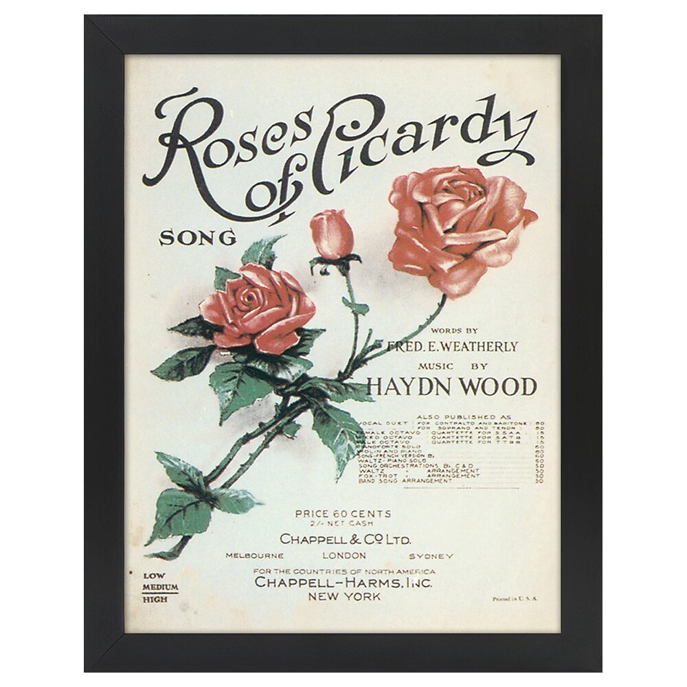 Leinwandbild Vintage Music Cover Rosen der Picardie