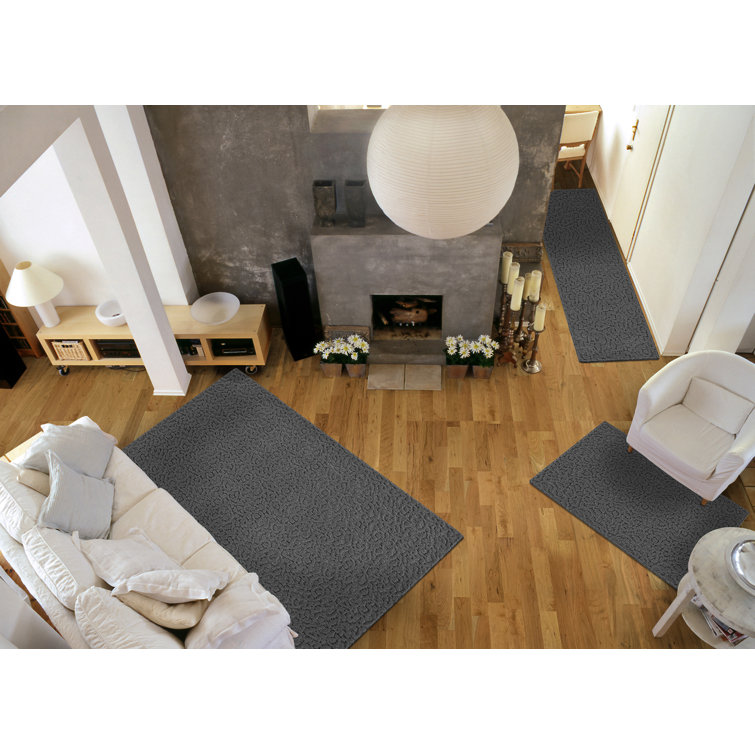 Ebern Designs Yenni 3 Piece Area Rug Set (5'x7', 3'x4', 24"x60") Cinder Gray