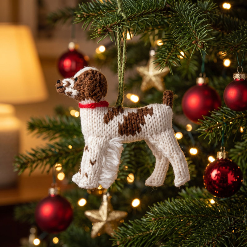 Ornement de Noël tricoté à la main Brittany Spaniel