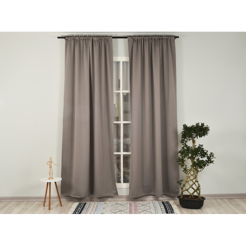 Extra Wide & Extra Long Custom Made Solid Color Room Darkening Single Curtain Panel, 52" W x 288" L, Mink