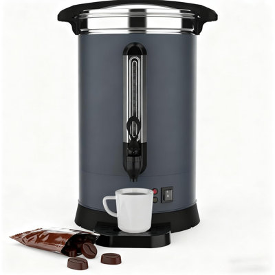 100-Cup Commercial Coffee Urn, 14L / 3.7Gal Double Wall Insulation Coffee Dispenser, Stainless Steel Large Hot Beverage Dispenser with Automatic Temperature Control & Faucet for Party Buffet