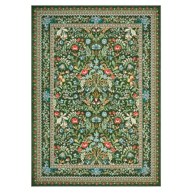 Tapis lavable moderne avec envers antidérapant, Green, 10 x 13 pi
