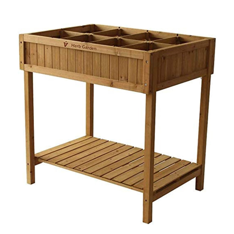 VegTrug Custom Herb Garden Cedar Wood Planter Box, Natural, Natural