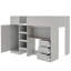 Lit mezzanine fonctionnel en bois avec garde-robe intégrée, bureau, tablettes de rangement et tiroirs pour une utilisation optimale de l'espace et un confort optimal-2057815765