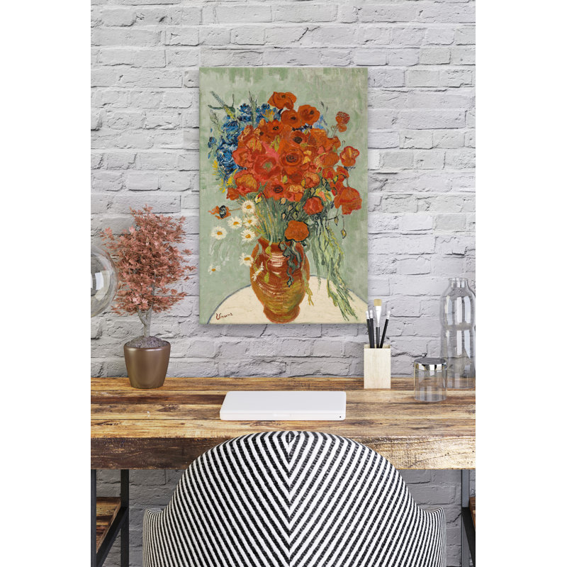 «Vase with Poppies», reproduction sur toile tendue, H 18 po x l 12 po