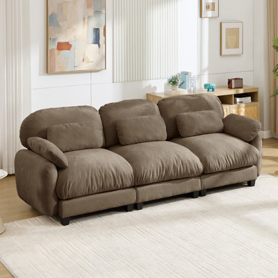 3 Seats Large Modern Chenille Sofa With 5 Removable Pillows