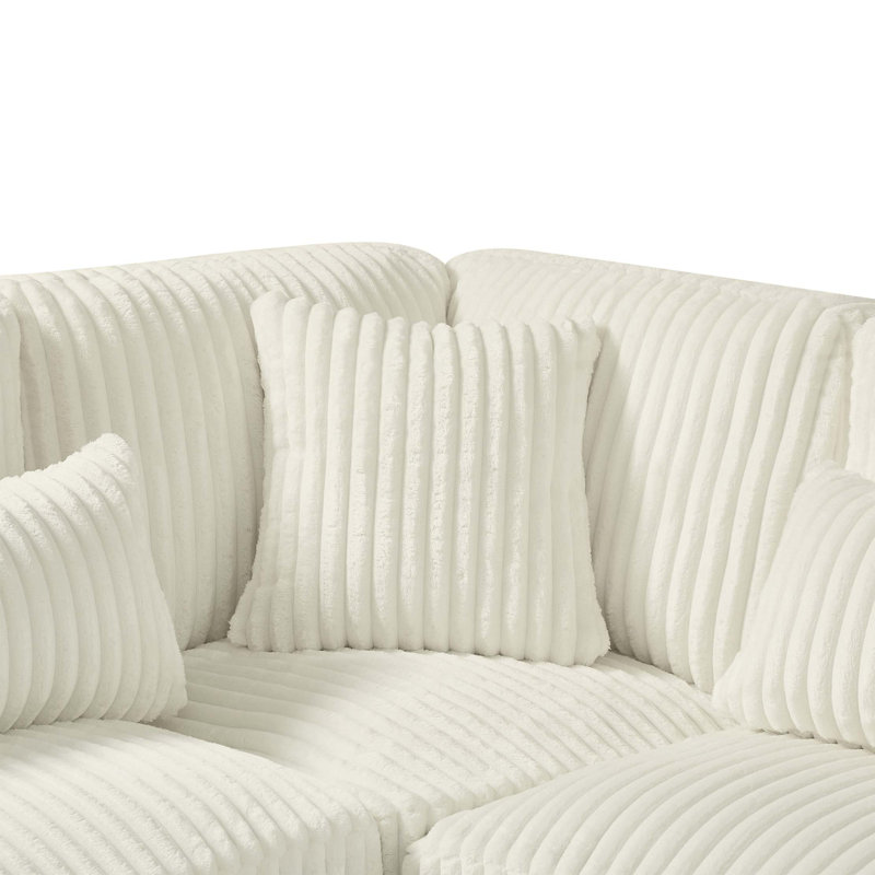 Canapé modulaire surdimensionné de 129 po en forme de U Canapé-lit moderne recouvert de velours côtelé doux avec une chaise longue pour le salon