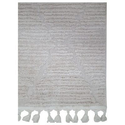 Solid Color Machine Woven Area Rug in Ivory